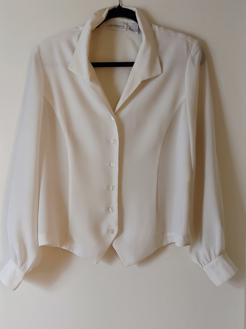 Liz Claiborne Cream Button-Front Blouse Size 8